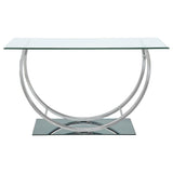 Danville Glass Top Coffee, End & Console Tables - Mirrored Base with Curved Chrome Frame – view 19
