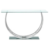 Danville Glass Top Coffee, End & Console Tables - Mirrored Base with Curved Chrome Frame – view 20