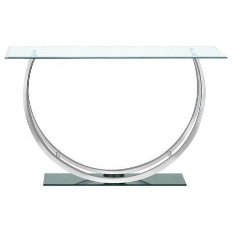 Danville Glass Top Coffee, End & Console Tables - Mirrored Base with Curved Chrome Frame – view 20