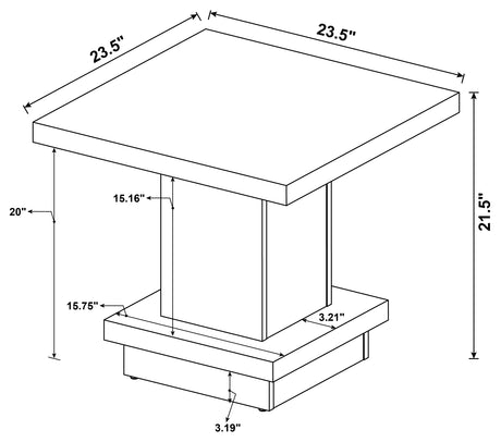 Reston Square Coffee Table, End Table & Console - Tiered Contemporary Design in Cappuccino – view 17