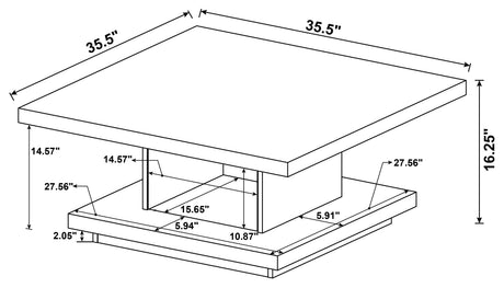 Reston Square Coffee Table, End Table & Console - Tiered Contemporary Design in Cappuccino – view 13