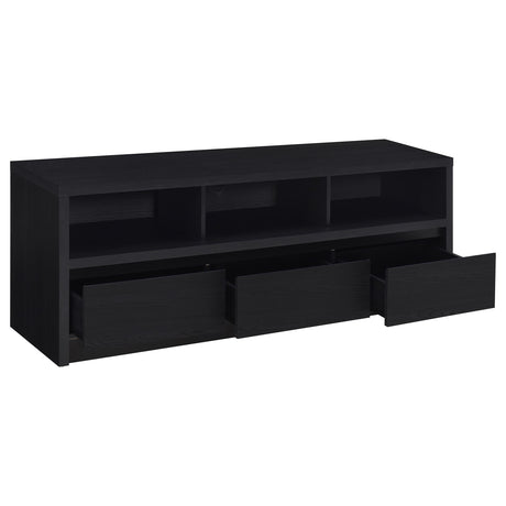 Rutland 59" TV Stand - 3-Drawer Media Console with Open Shelves & Cord Management in Black – view 3