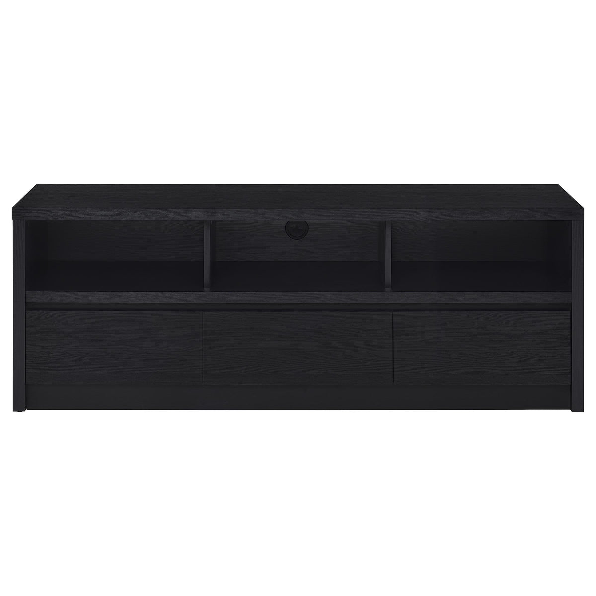 Rutland 59" TV Stand - 3-Drawer Media Console with Open Shelves & Cord Management in Black – view 4