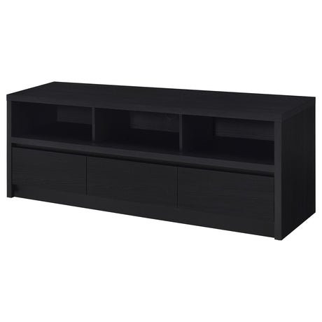 Rutland 59" TV Stand - 3-Drawer Media Console with Open Shelves & Cord Management in Black – view 5