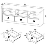 Rutland 59" TV Stand - 3-Drawer Media Console with Open Shelves & Cord Management in Black – view 11