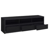 Rutland 78" TV Stand with 3 Drawers - Modern Black Media Console with Open Shelves – view 3