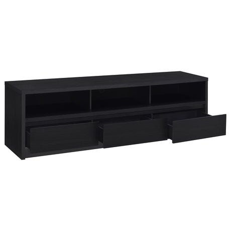 Rutland 78" TV Stand with 3 Drawers - Modern Black Media Console with Open Shelves – view 3