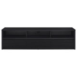 Rutland 78" TV Stand with 3 Drawers - Modern Black Media Console with Open Shelves – view 4
