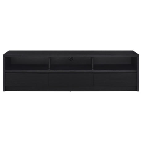 Rutland 78" TV Stand with 3 Drawers - Modern Black Media Console with Open Shelves – view 4