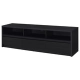 Rutland 78" TV Stand with 3 Drawers - Modern Black Media Console with Open Shelves – view 5
