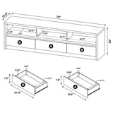 Rutland 78" TV Stand with 3 Drawers - Modern Black Media Console with Open Shelves – view 11