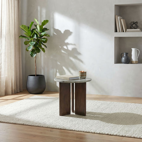 Jenna Round Marble Top Coffee Table & End Table Sets - 18" End Table Only