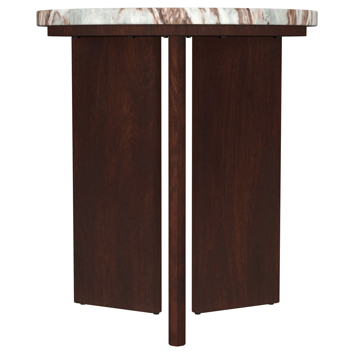 Jenna Round Marble Top Coffee Table & End Table Sets - Solid Mango Wood Angular Legs in Brown – view 10