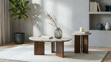 Jenna Round Marble Top Coffee Table & End Table Sets - 2pcs- Coffee Table + End Table