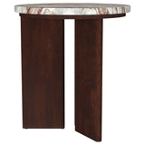 Jenna Round Marble Top Coffee Table & End Table Sets - Solid Mango Wood Angular Legs in Brown – view 15
