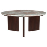 Jenna Round Marble Top Coffee Table & End Table Sets - Solid Mango Wood Angular Legs in Brown – view 5