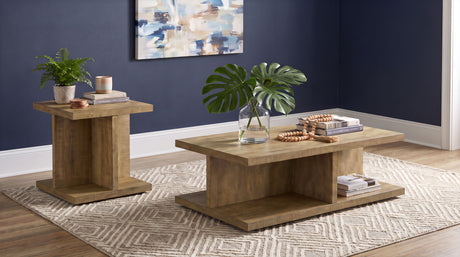 Cortona Square Coffee Table & End Table Sets - Open Cube Storage in Rustic Mango Finish – view 11
