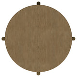 Arini Round Coffee Table & End Table - Sand Wash Ash with Woven Rattan Shelf & Aged Brass Legs – view 19