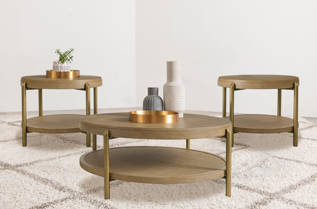 Arini Round Coffee Table & End Table - 3pcs- Coffee Table + 2 End Tables