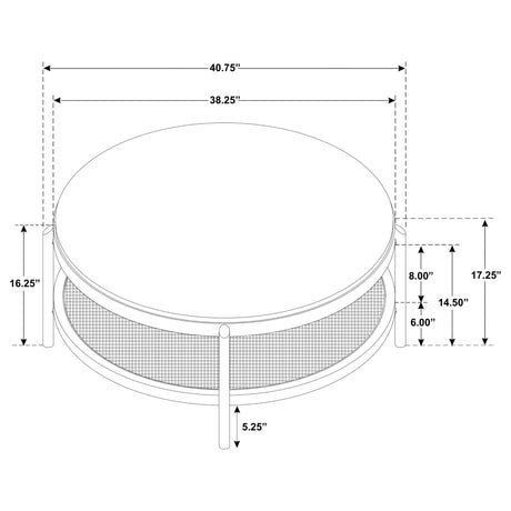 Arini Round Coffee Table & End Table - Sand Wash Ash with Woven Rattan Shelf & Aged Brass Legs – view 13