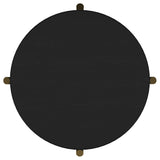 Arini Round Coffee & End Table Sets - Black Ash Top with Woven Rattan Shelf & Aged Brass Legs – view 18
