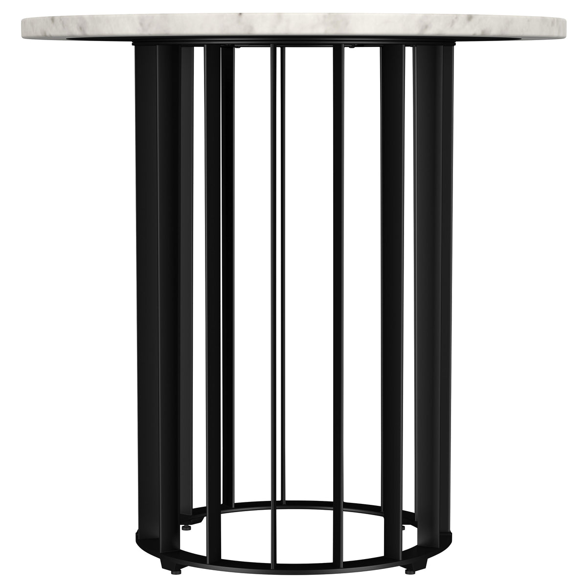 Haven Round Marble Coffee Table & End Table - Genuine White Marble on Black Iron Rod Base – view 12