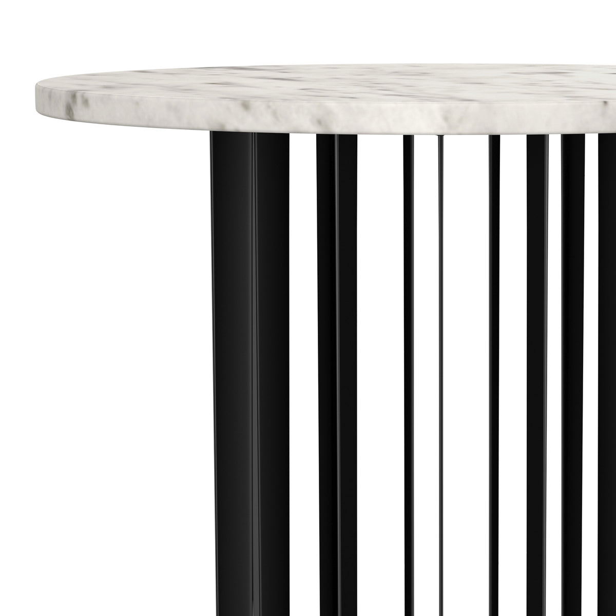 Haven Round Marble Coffee Table & End Table - Genuine White Marble on Black Iron Rod Base – view 14