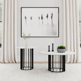 Haven Round Marble Coffee Table & End Table - 2pcs- Coffee Table + End Table