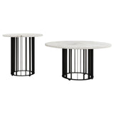 Haven Round Marble Coffee Table & End Table - Genuine White Marble on Black Iron Rod Base – view 17