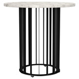 Haven Round Marble Coffee Table & End Table - Genuine White Marble on Black Iron Rod Base – view 18