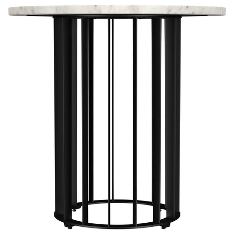 Haven Round Marble Coffee Table & End Table - Genuine White Marble on Black Iron Rod Base – view 19