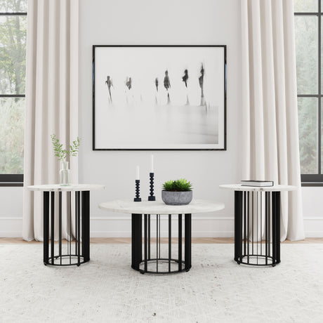 Haven Round Marble Coffee Table & End Table - 3pcs- Coffee Table + 2 End Tables