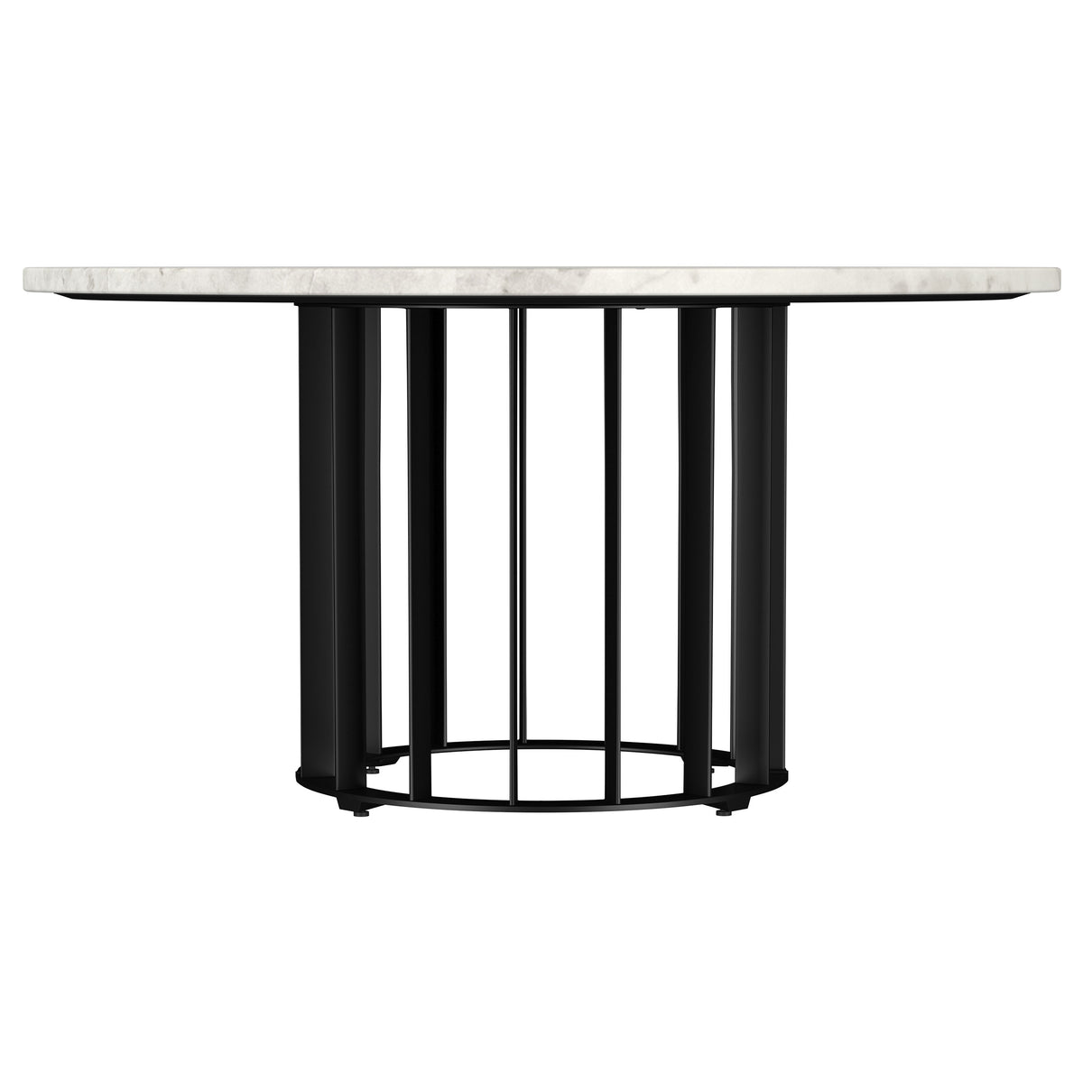 Haven Round Marble Coffee Table & End Table - Genuine White Marble on Black Iron Rod Base – view 7