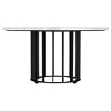 Haven Round Marble Coffee Table & End Table - Genuine White Marble on Black Iron Rod Base – view 7