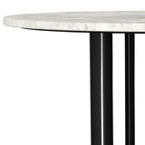 Haven Round Marble Coffee Table & End Table - Genuine White Marble on Black Iron Rod Base – view 9