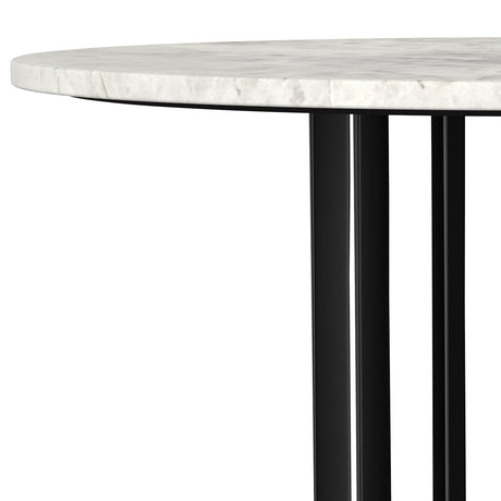 Haven Round Marble Coffee Table & End Table - Genuine White Marble on Black Iron Rod Base – view 9