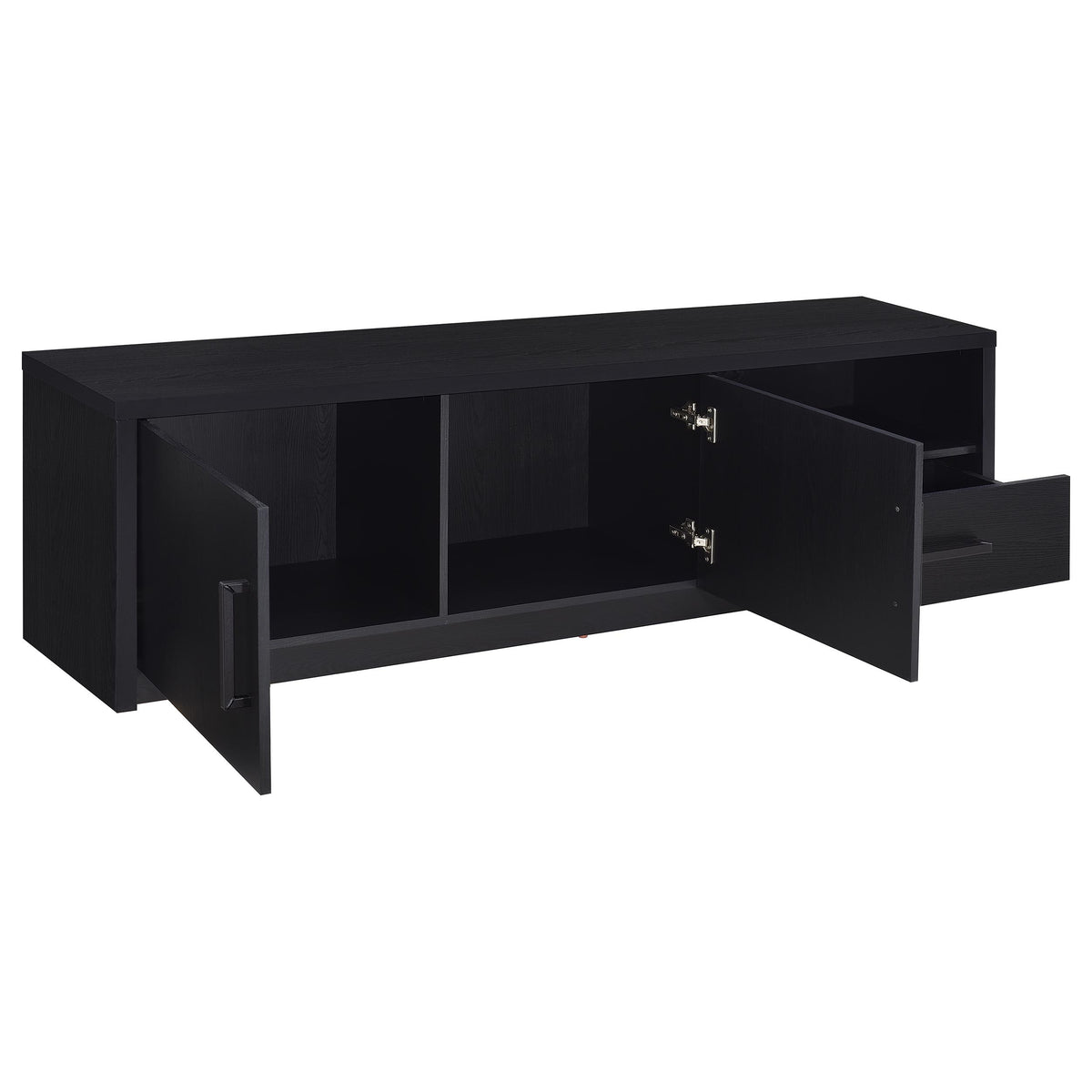 Murray 70" TV Stand Media Console - Black with 2 Doors, Drawer & Open Cubby, Fits TVs up to 75" – view 3