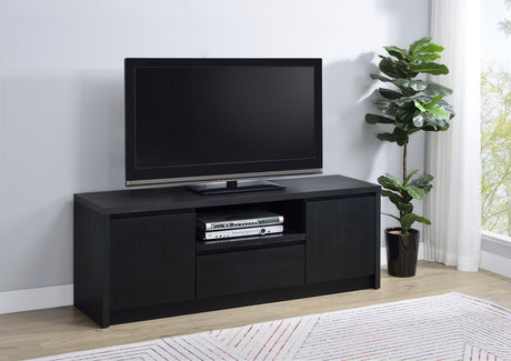 Winfield 60" TV Stand & Entertainment Center with Media Towers - Black with Cabinets & Cable Management – view 2