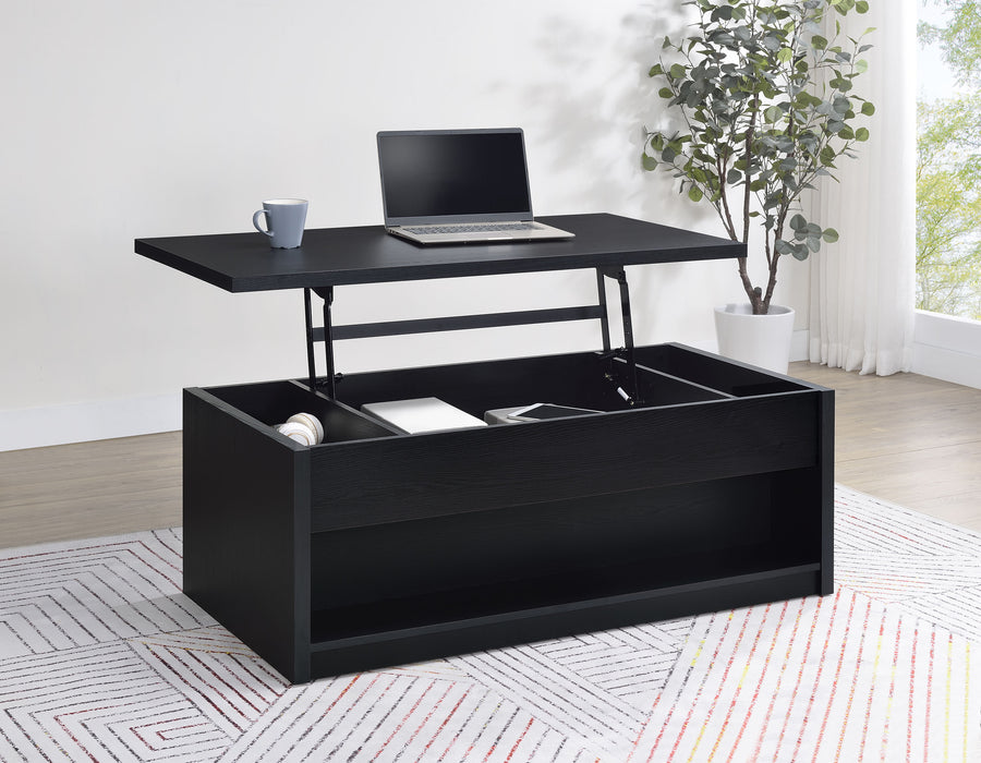 Knapp Lift-Top Coffee Table with 2 Drawers & End Table Sets - Minimalist Black