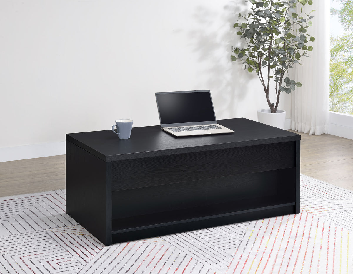 Knapp Lift-Top Coffee Table with 2 Drawers & End Table Sets - Minimalist Black – view 6
