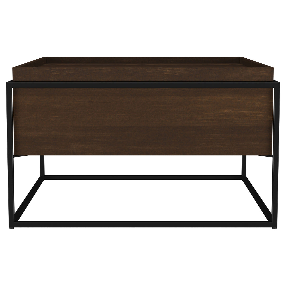 Fulton 30" Square Solid Mango Wood Coffee Table with Hidden Storage - Dark Brown & Black Iron – view 3