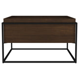 Fulton 30" Square Solid Mango Wood Coffee Table with Hidden Storage - Dark Brown & Black Iron – view 3