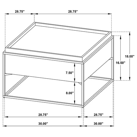 Fulton 30" Square Solid Mango Wood Coffee Table with Hidden Storage - Dark Brown & Black Iron – view 6