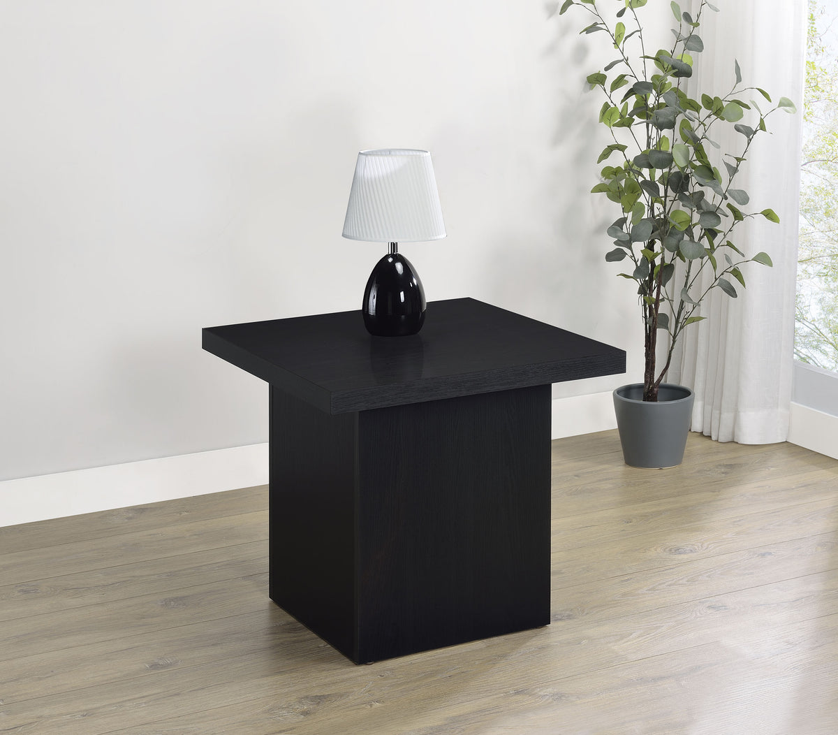 Max Rectangular Coffee Table & Square End Table - Modern Black Scratch-Resistant Laminate – view 2