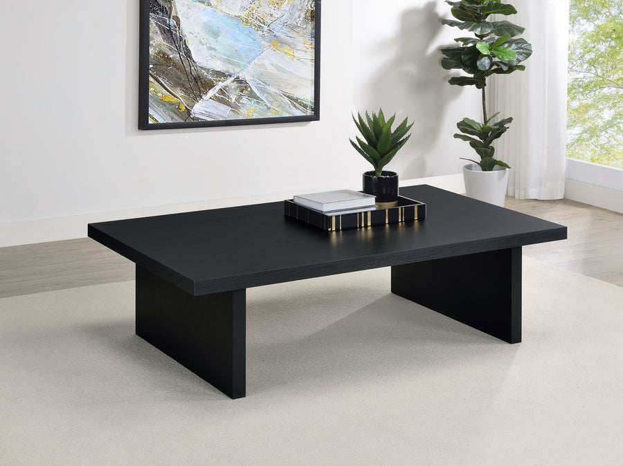Max Rectangular Coffee Table & Square End Table - Modern Black Scratch-Resistant Laminate