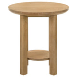 Ottowa Round Coffee Table & End Table - Light Oak with Cylindrical Legs & Lower Shelf – view 15