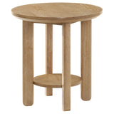 Ottowa Round Coffee Table & End Table - Light Oak with Cylindrical Legs & Lower Shelf – view 16