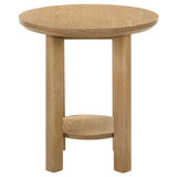 Ottowa Round Coffee Table & End Table - Light Oak with Cylindrical Legs & Lower Shelf – view 17