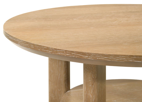 Ottowa Round Coffee Table & End Table - Light Oak with Cylindrical Legs & Lower Shelf – view 19