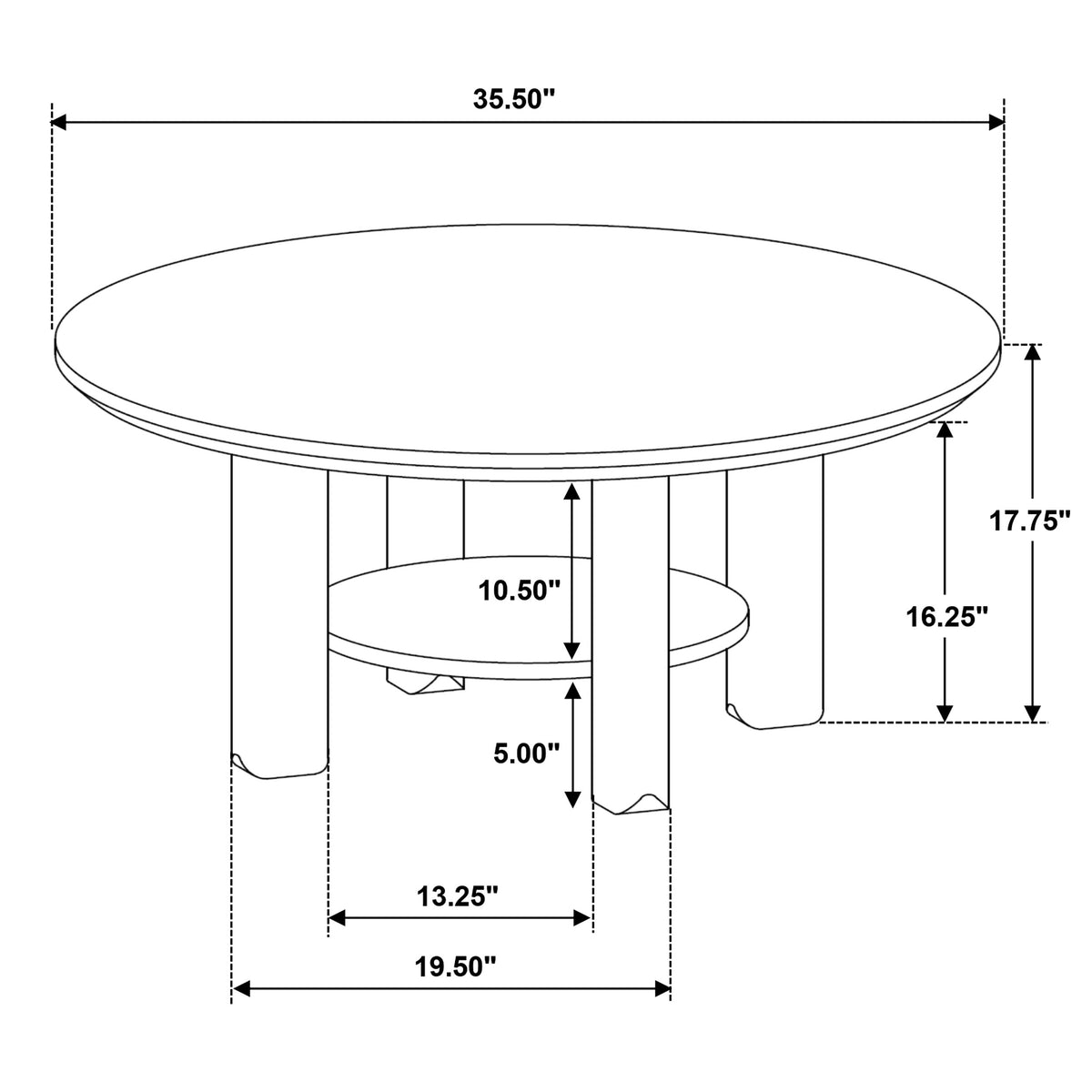 Ottowa Round Coffee Table & End Table - Light Oak with Cylindrical Legs & Lower Shelf – view 13